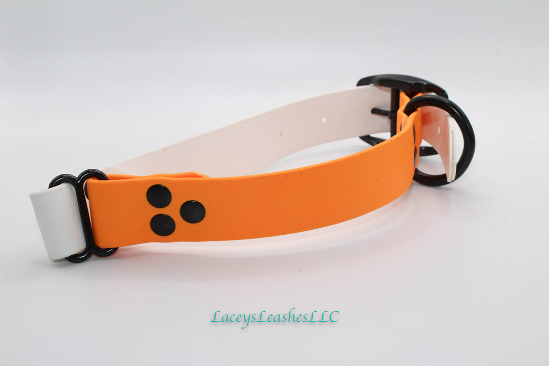 Medium Creamsicle Orange with White Biothane and Black Hardware